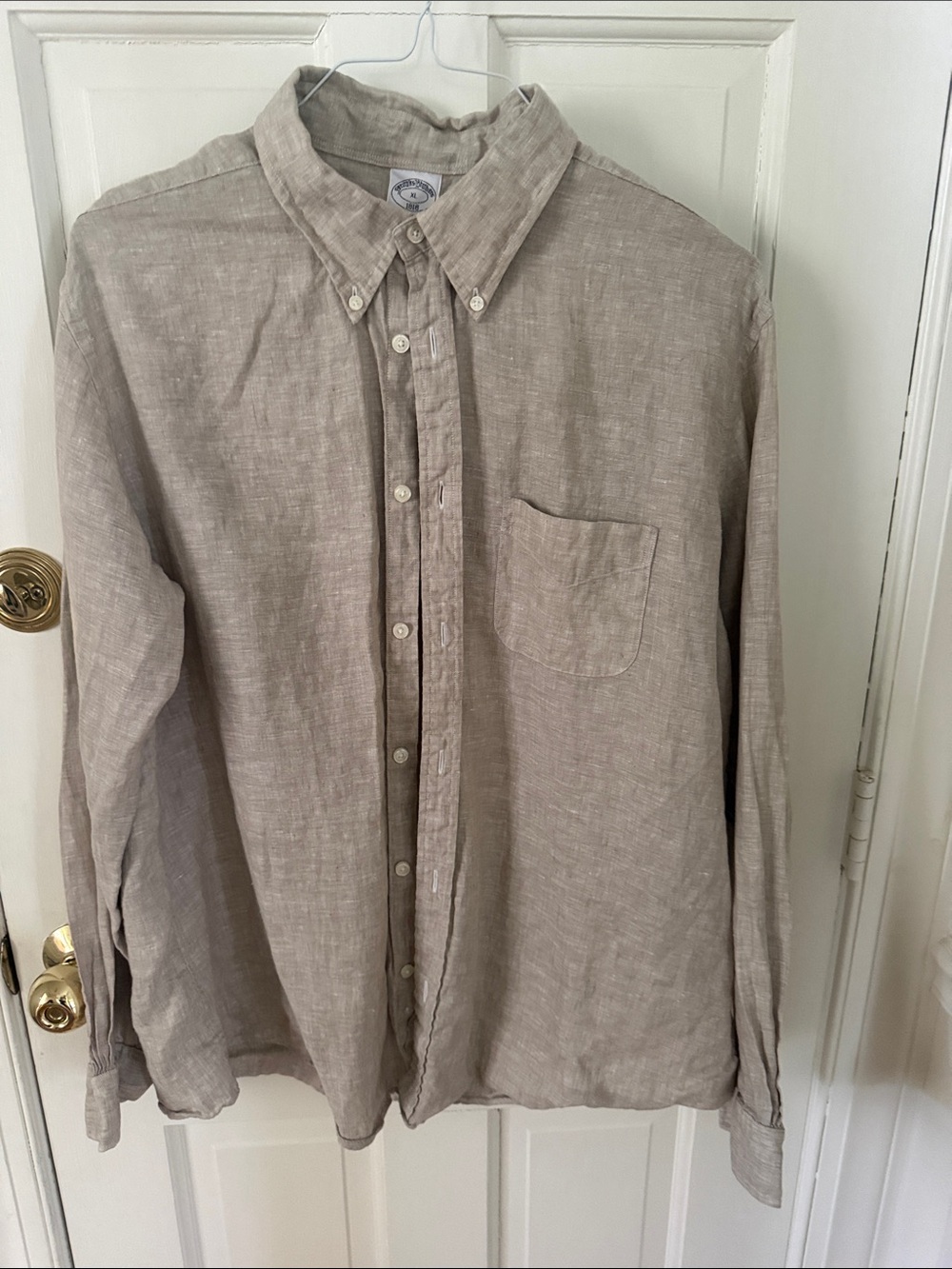 Summer’s coming! Men’s Brooks Brothers 100% linen button-down, sz XL, in flax.